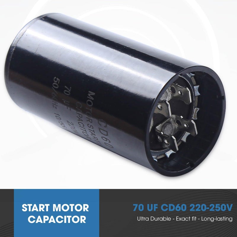 Seentech 70 uf/MFD 220-250 VAC ±20% CD60 Round Motor Start Capacitor 50/60 Hz AC Electric Motor Universal Fit for AC Motor Run or Fan Start and Cool or Heat Pump Air Conditioner - Image 2